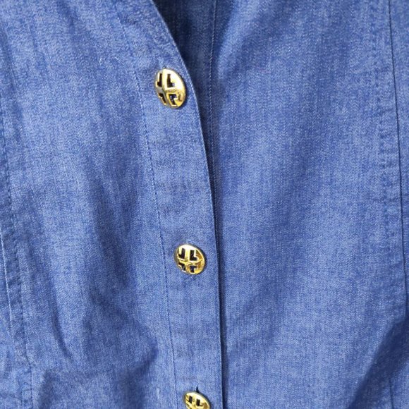 Linea by Louis Dell'Olio Navy Cotton Jacket Women's Size M Blue Gold Buttons - Picture 5 of 10